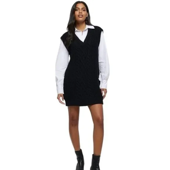 asos cable knit sweater dress Asos Collection Chunky Sweater Dress With Cable Detail And Grown On Neck, $73 | Asos